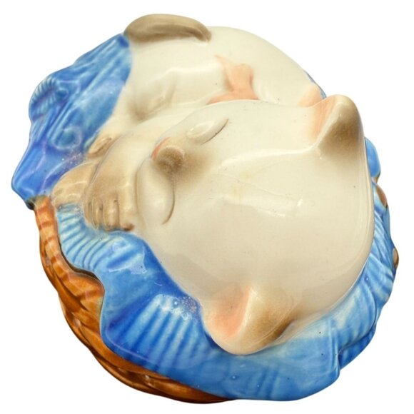 Vtg Avon Sleeping Kitty Cat Figurine Laundry Basket Potpourri Sachet Collectible - Picture 6 of 10